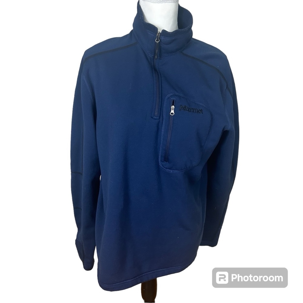 Marmot blue fleece half zip fleece LG power stretch blue